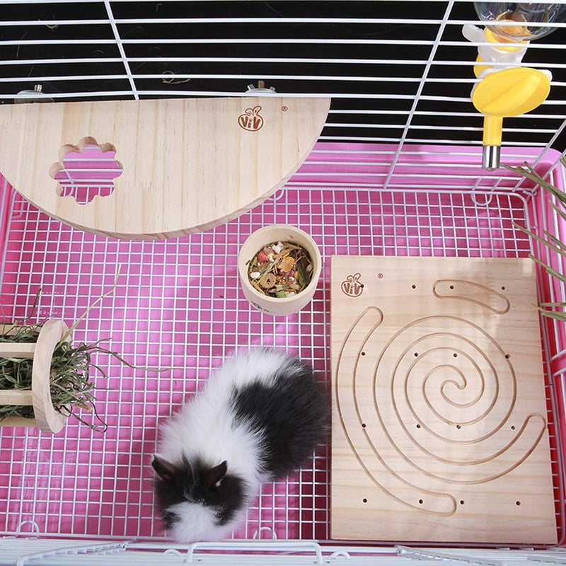Litewoo Rabbit Scratch Board Foot Pad Mat Chew Toy Grinding Claws Teeth Natural Wood for Small Animal Rabbit Hamster Chinchilla Guinea Pig Ferret Gerbil Bunny Rat Cage Accessories (A) - Image 5